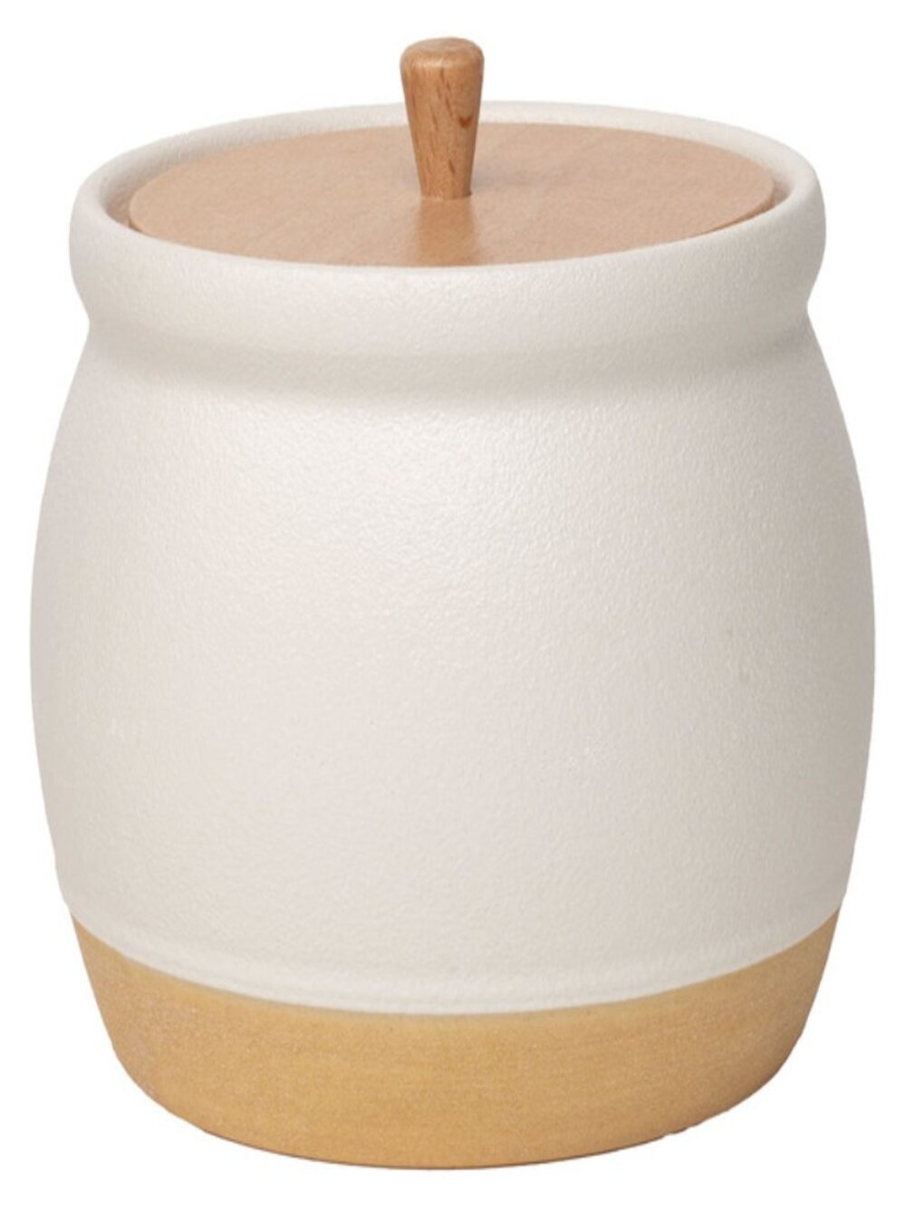 Crofton Ceramic Pickle Jar Canister Bamboo Lid 4.3 in x 4.3 in x 3.9 in, NWB